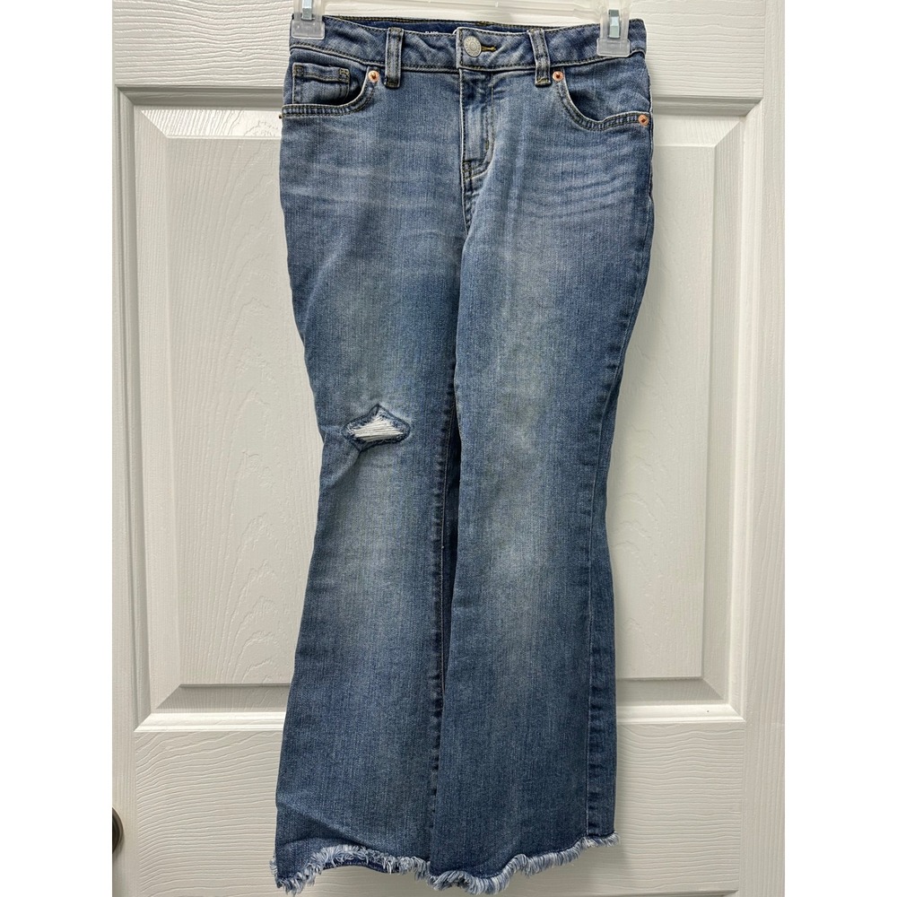 Cat & Jack Flare Leg Super Stretch Adjustable Waist Distressed Size 7 Jeans
